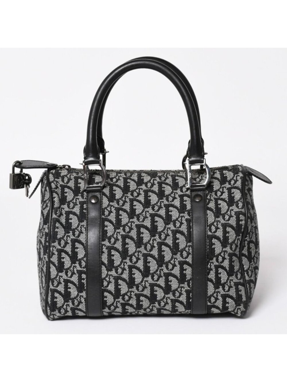 Dior Speedy 25 Handbag Trotter Black Silver